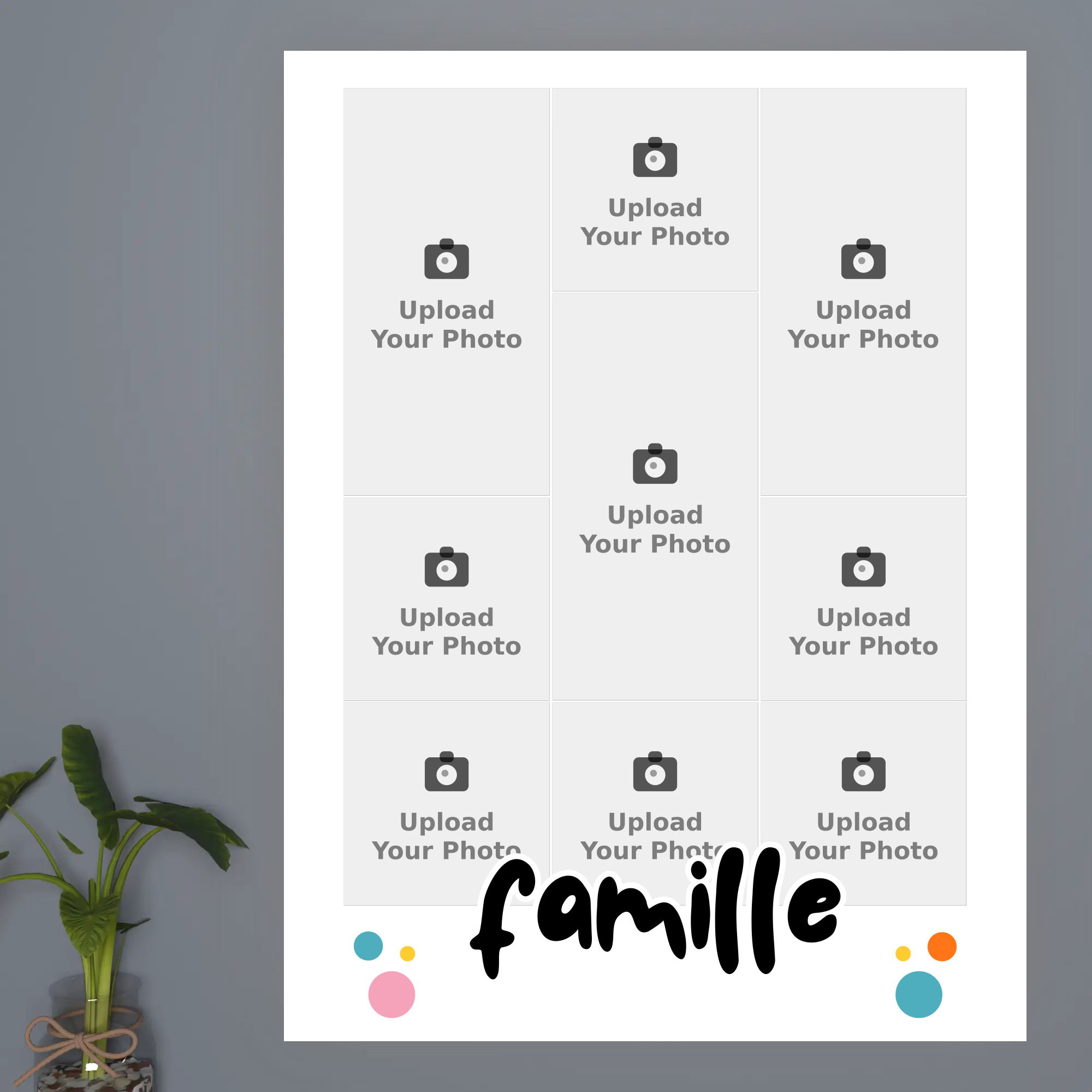 Family photo collage frame 9 images customizable wall decor